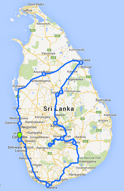 Karte Sir Lanka